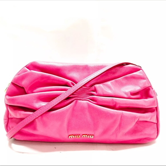 Auth Miu Miu Bright Fuchsia Bow Crossbody Shoulder Bag - Picture 5 of 6